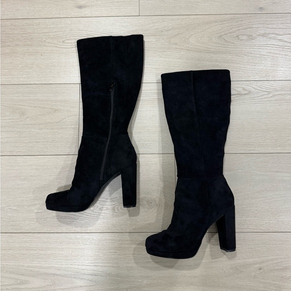 Charles By Charles David Shoes - Charles by Charles David Black Suede Knee-High Round-Toe High Heel Boots